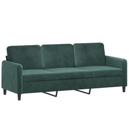 SOFA 3-OSOBOWA CIEMNOZIELONY 180CM OBITA AKSAMITEM