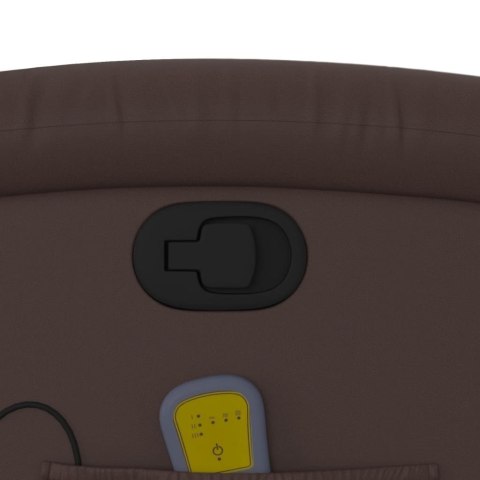 PODNOSZONY FOTEL MASUJĄCY ROZKŁADANY BRĄZOWY EKOSKÓRA