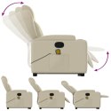 PODNOSZONY FOTEL MASUJĄCY ROZKŁADANY KREMOWY EKOSKÓRA
