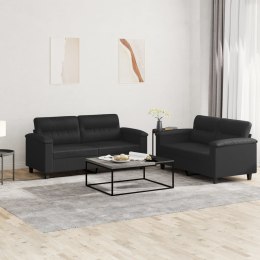 2-OSOBOWA SOFA Z PODUSZKAMI CZARNA SZTUCZNA SKÓRA