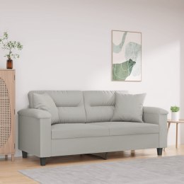 2-OSOBOWA SOFA Z PODUSZKAMI JASNOSZARA 140CM MIKROFIBRA