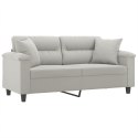 2-OSOBOWA SOFA Z PODUSZKAMI JASNOSZARA 140CM MIKROFIBRA