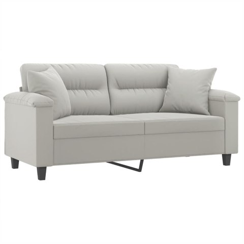 2-OSOBOWA SOFA Z PODUSZKAMI JASNOSZARA 140CM MIKROFIBRA