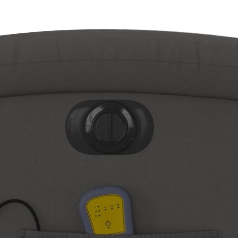 PODNOSZONY FOTEL MASUJĄCY ROZKŁADANY SZARY SKÓRA NATURALNA