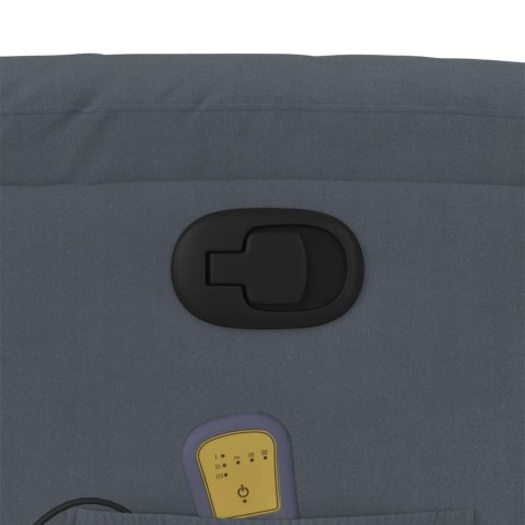 ROZKŁADANY FOTEL MASUJĄCY PODNOSZONY CIEMNOSZARY AKSAMITNY