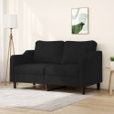 SOFA 2-OSOBOWA CZARNA 140CM TAPICEROWANA TKANINĄ