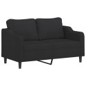 SOFA 2-OSOBOWA CZARNA 140CM TAPICEROWANA TKANINĄ
