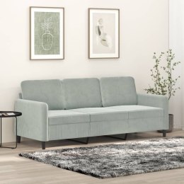 SOFA 3-OSOBOWA JASNOSZARA 180CM TAPICEROWANA AKSAMITEM
