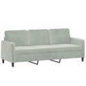 SOFA 3-OSOBOWA JASNOSZARA 180CM TAPICEROWANA AKSAMITEM