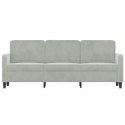 SOFA 3-OSOBOWA JASNOSZARA 180CM TAPICEROWANA AKSAMITEM