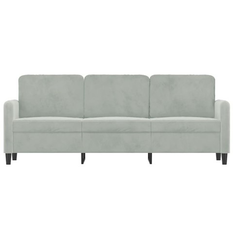 SOFA 3-OSOBOWA JASNOSZARA 180CM TAPICEROWANA AKSAMITEM