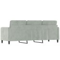 SOFA 3-OSOBOWA JASNOSZARA 180CM TAPICEROWANA AKSAMITEM