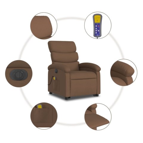 PODNOSZONY FOTEL MASUJĄCY ELEKTRYCZNY ROZKŁADANY BRĄZOWY