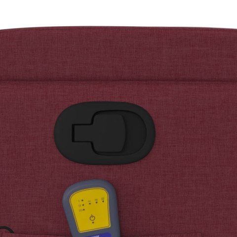 PODNOSZONY FOTEL MASUJĄCY ROZKŁADANY BORDOWY OBITY TKANINĄ