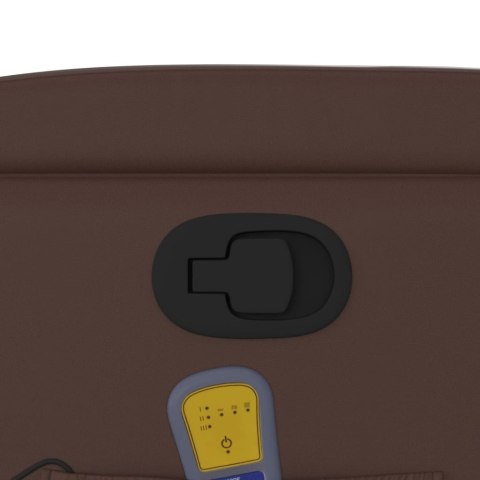 PODNOSZONY FOTEL MASUJĄCY ROZKŁADANY BRĄZOWY EKOSKÓRA