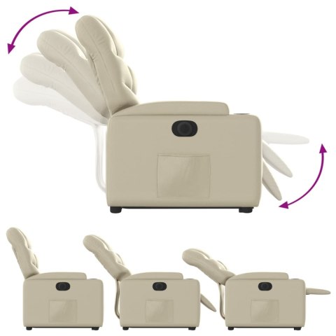 ROZKŁADANY FOTEL PIONIZUJĄCY ELEKTRYCZNY KREMOWY EKOSKÓRA