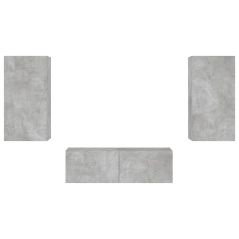 3-CZ. ZESTAW MEBLI TV Z OŚWIETLENIEM LED SZAROŚĆ BETONU