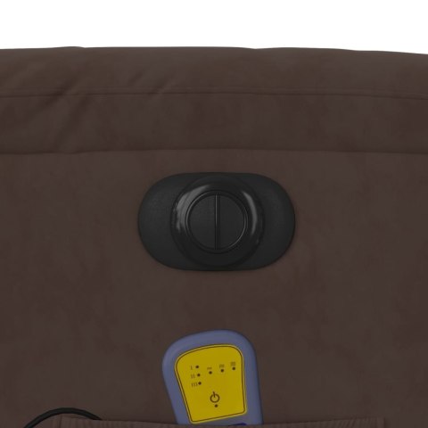 PODNOSZONY FOTEL MASUJĄCY ROZKŁADANY BRĄZOWY MIKROFIBRA