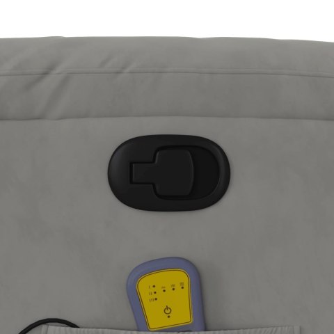 PODNOSZONY FOTEL MASUJĄCY ROZKŁADANY JASNOSZARY MIKROFIBRA