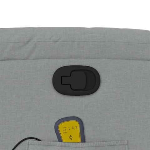 PODNOSZONY FOTEL MASUJĄCY ROZKŁADANY JASNOSZARY TKANINA