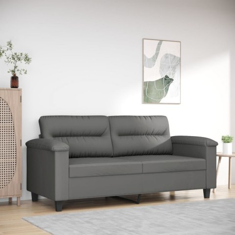SOFA 2-OSOBOWA CIEMNOSZARY 140CM TAPICEROWANA MIKROFIBRĄ