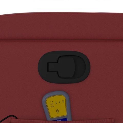 PODNOSZONY FOTEL MASUJĄCY ROZKŁADANY WINNA CZERWIEŃ EKOSKÓRA