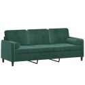 3-OSOBOWA SOFA Z PODUSZKAMI CIEMNOZIELONA 180CM AKSAMIT