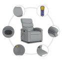 PODNOSZONY FOTEL MASUJĄCY ELEKTRYCZNY ROZKŁADANY JASNOSZARY