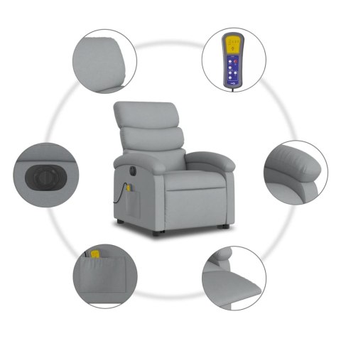 PODNOSZONY FOTEL MASUJĄCY ELEKTRYCZNY ROZKŁADANY JASNOSZARY