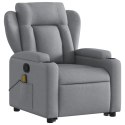PODNOSZONY FOTEL MASUJĄCY ROZKŁADANY JASNOSZARY TKANINA