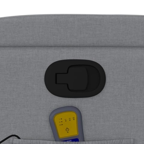 PODNOSZONY FOTEL MASUJĄCY ROZKŁADANY JASNOSZARY TKANINA