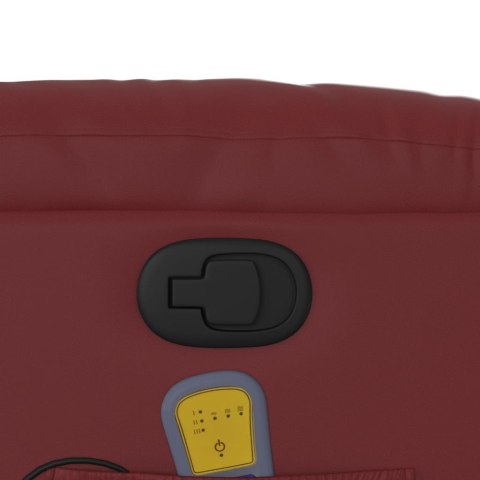 PODNOSZONY FOTEL MASUJĄCY ROZKŁADANY WINNA CZERWIEŃ EKOSKÓRA