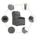 PODNOSZONY FOTEL MASUJĄCY ELEKTRYCZNY ROZKŁADANY CIEMNOSZARY