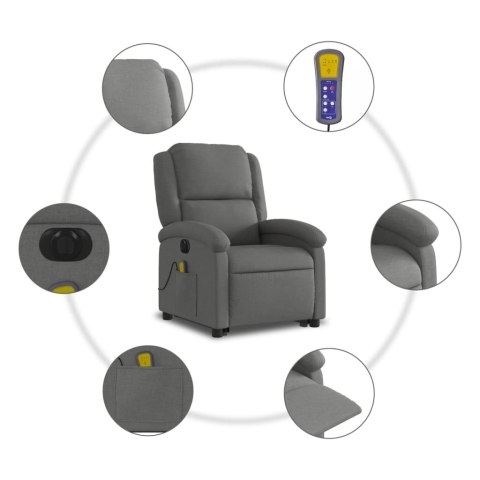 PODNOSZONY FOTEL MASUJĄCY ELEKTRYCZNY ROZKŁADANY CIEMNOSZARY