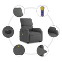 PODNOSZONY FOTEL MASUJĄCY ELEKTRYCZNY ROZKŁADANY CIEMNOSZARY