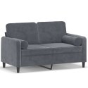 2-OSOBOWA SOFA Z PODUSZKAMI CIEMNOSZARA 120CM AKSAMIT