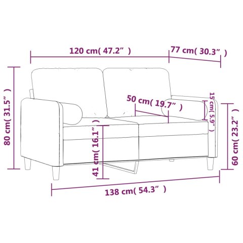 2-OSOBOWA SOFA Z PODUSZKAMI CZARNA 120CM AKSAMIT