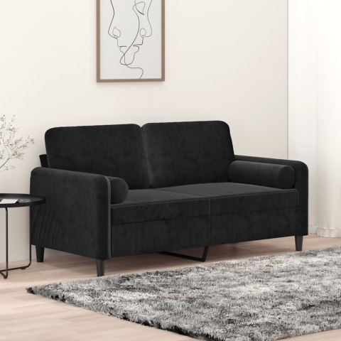 2-OSOBOWA SOFA Z PODUSZKAMI CZARNA 140CM AKSAMIT