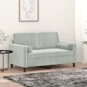 2-OSOBOWA SOFA Z PODUSZKAMI JASNOSZARA 120CM AKSAMIT