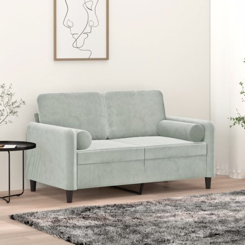 2-OSOBOWA SOFA Z PODUSZKAMI JASNOSZARA 120CM AKSAMIT