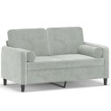 2-OSOBOWA SOFA Z PODUSZKAMI JASNOSZARA 120CM AKSAMIT