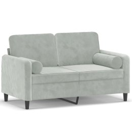 2-OSOBOWA SOFA Z PODUSZKAMI JASNOSZARA 120CM AKSAMIT