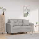 2-OSOBOWA SOFA Z PODUSZKAMI JASNOSZARA 120CM MIKROFIBRA