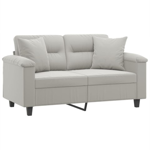 2-OSOBOWA SOFA Z PODUSZKAMI JASNOSZARA 120CM MIKROFIBRA