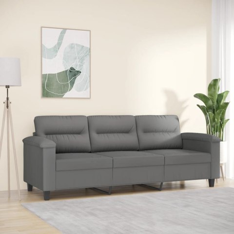 3-OSOBOWA SOFA CIEMNOSZARY 180CM TAPICEROWANA MIKROFIBRĄ