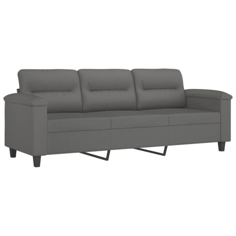 3-OSOBOWA SOFA CIEMNOSZARY 180CM TAPICEROWANA MIKROFIBRĄ