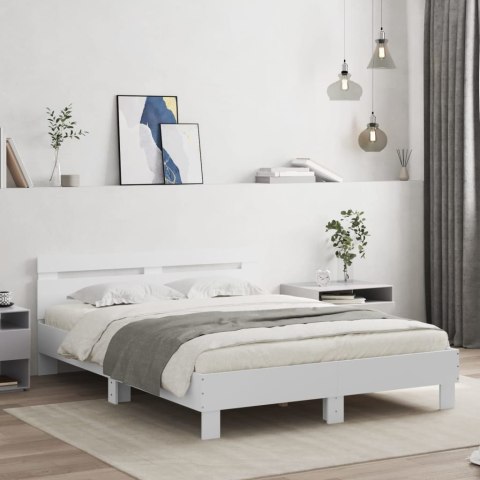 RAMA ŁÓŻKA Z WEZGŁOWIEM I LED BIAŁA 140X200CM
