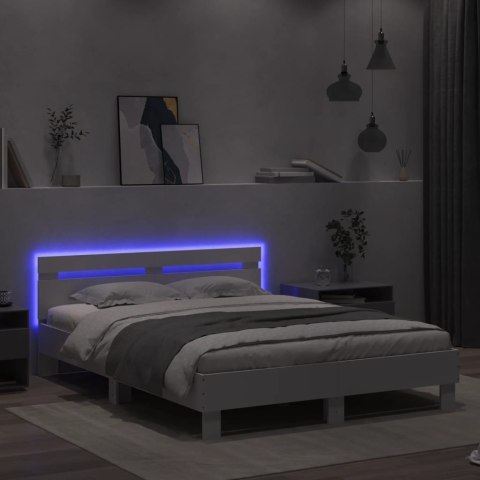 RAMA ŁÓŻKA Z WEZGŁOWIEM I LED BIAŁA 140X200CM
