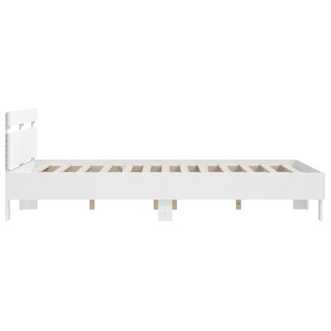 RAMA ŁÓŻKA Z WEZGŁOWIEM I LED BIAŁA 140X200CM