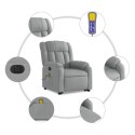 PODNOSZONY FOTEL MASUJĄCY ELEKTRYCZNY ROZKŁADANY JASNOSZARY